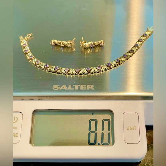 14 Karat Gold & Tanzanite Bracelet & Earrings - Picture 11 of 11